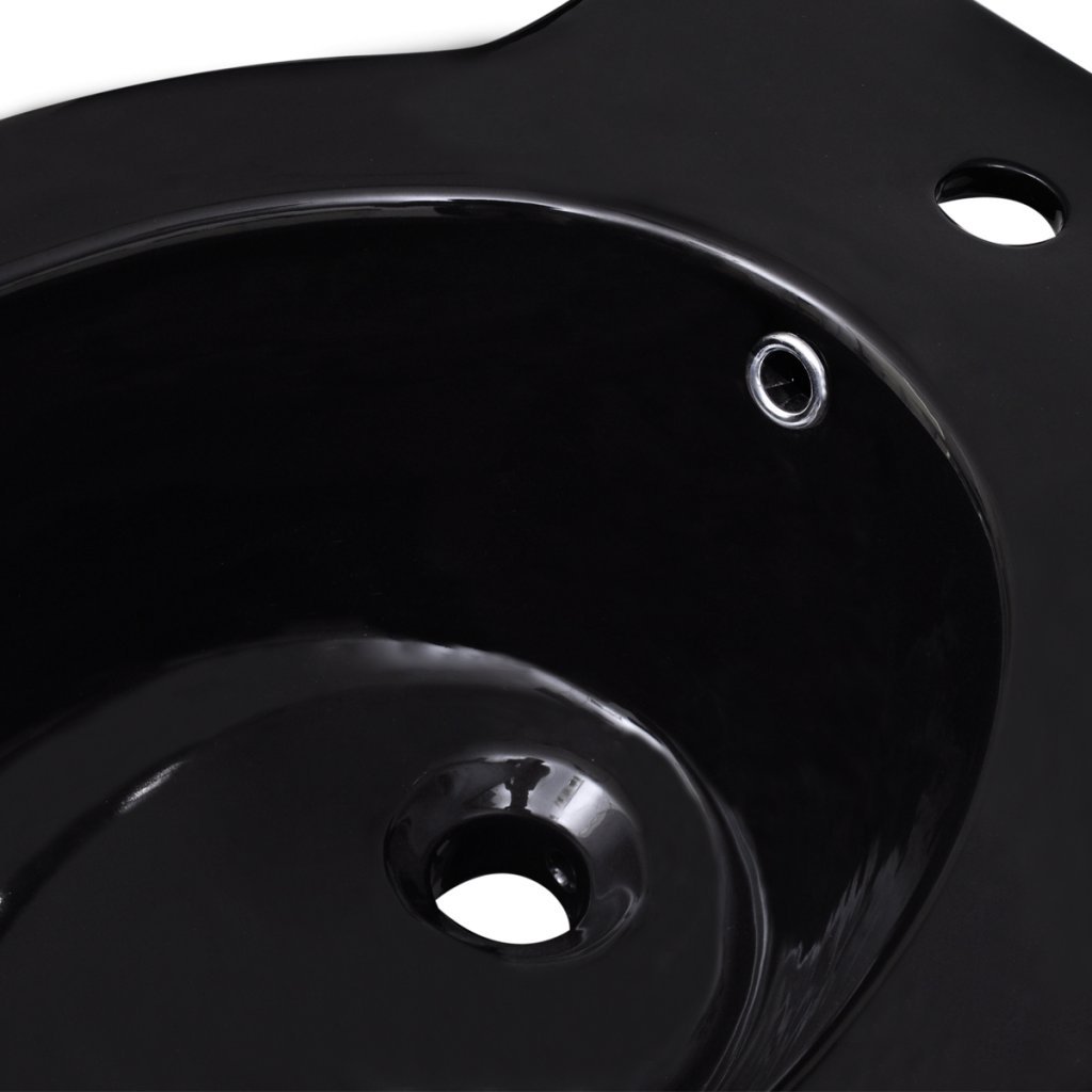 vidaXL Bidet Rond à Poser Céramique Sanitaire Noir Toilette Cuvette Siège WC