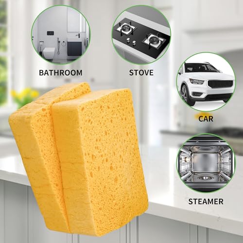 Image of 10 Count Compostable Thicker Pop-Up Sponges - Expanding, Non-Scratch, Plant-Based Cleaning Sponges Car Wash Sponge