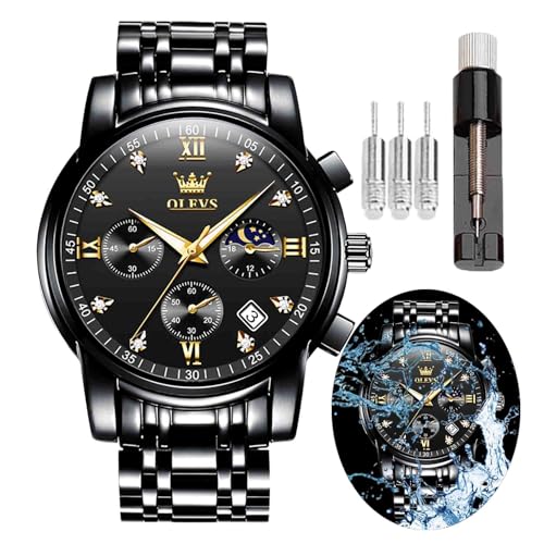 Image of OLEVS Men's Analog Watch Multi Color Business Stainless Steel Waterproof Luminous Quartz Watch Luxury Leisure Date Simulation Original Bowl Watch (In-2858- Multicolor White ?)