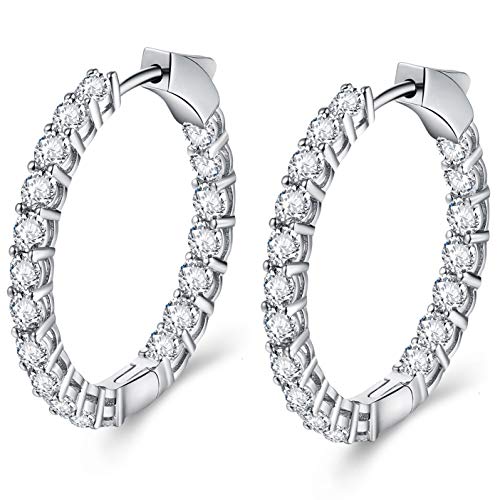ECOLVANT Hoop Earrings for Women Sterling Silver Earrings Swarovski Crystal Cubic Zirconia Huggie Hoop Earrings for Women Girls Birthday Party Hypoallergenic Women Fashion Earrings (Secure Lock)