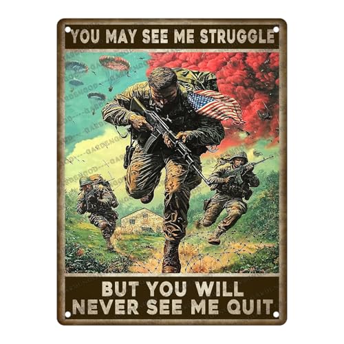 �������A���f�[ �����I�����u���L�Ŕ� Army Soldier You May See Me Struggle But Never Quit �f�p�ȃE�H�[���A�[�g���� �j���̓��A �I�t�B�X �z�[�� �R�[�q�[ �o�[ �R�����ӃM�t�g 16x12�C���`