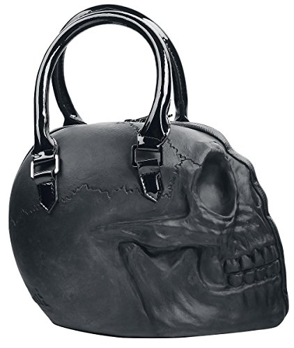 Black Skull Purse Goth Chic Style Kreepsville Latex Bowler Bag Halloween Handbag4