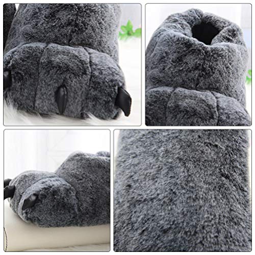 Happyyami Pantufas de patas de animais de dinossauro, forro de pelúcia, antiderrapante, botas de inv