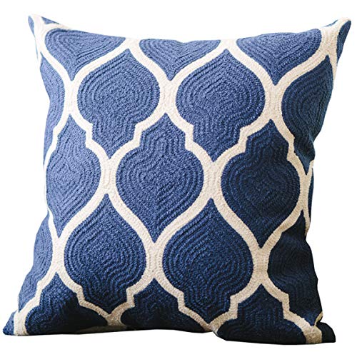 DOKOT Kussensloop Katoen Throw Kussenslopen decoratieve kussensloop zachte kussensloop voor Home Sofa Slaapkamer woonkamer auto met onzichtbare ritssluiting 45x45cm Blauw