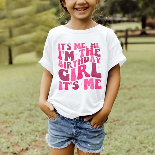 Image of LOTUCY Birthday Girl Outfit for Kids Its Me Hi Im The Birthday Girl Shirt Letter Printed Princess Birthday T-Shirt
