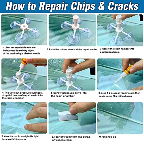 Arriono Windshield Repair Kit, Upgraded Windshield Chip Repair Kit, 2 Pack Glass Repair Kit, Window Crack Repair Kit Glass Repair Fluid Quick Fix For Chips, Cracks, Star-Shaped Crack #TOP3
