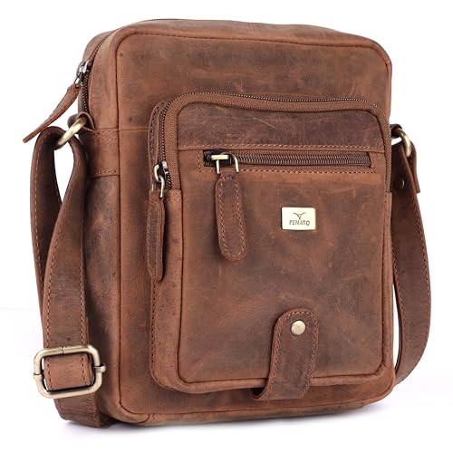 Image of Premium Genuine Leather Messenger Sling Bag for Men & Women - Multipurpose Crossbody Bag with Adjustable Strap & Multiple Pockets for Travel, Office, Work, College & Daily Use