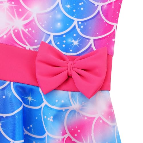 Image of Girls Swimsuit One Piece UPF 50+ Floral Skirted Bathing Suit Modest Beach Swim Dress 3-11 Years