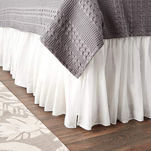 Greenland Home Cotton Voile Dust Ruffle Bed Skirt, White, Queen 18-inch L