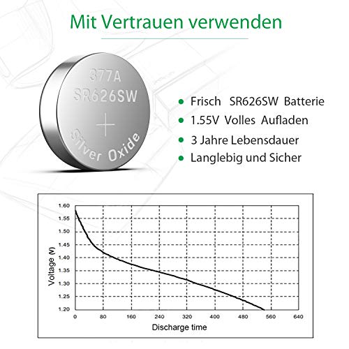 LiCB 20 stuks SR626SW horlogebatterijen, 377 AG4 batterijen SR 626SW V377 1,5V LR626 knoopcellen - Afbeelding 4