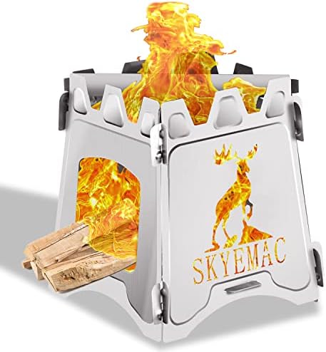 Camping Wood Burning Stove Portable - Small Folding Camp Stove Collapsible Backpacking Stove Stainless Steel Campfire Stove Foldable Lightweight Stove for Outdoor Cooking Hiking Grill Picnic