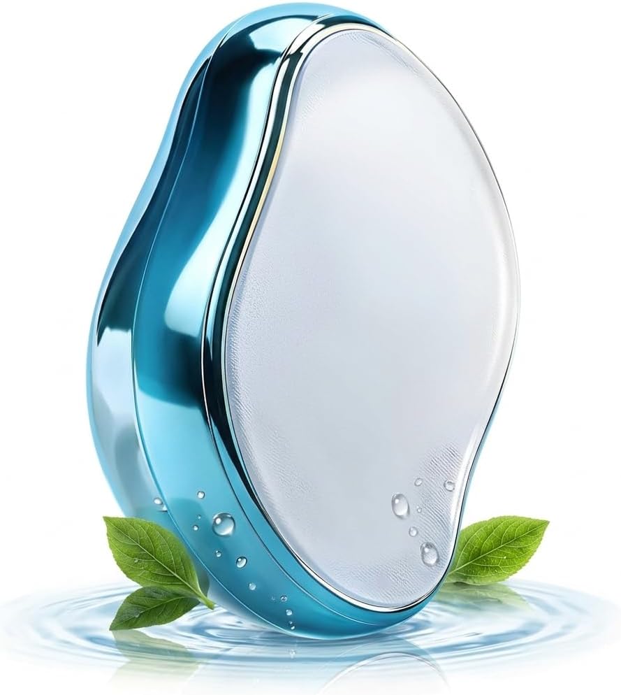 Crystal Hair Removal Device for Women and Men – Painless Exfoliating Hair Eraser, Reusable & Washable Body Hair Remover (Blue)
