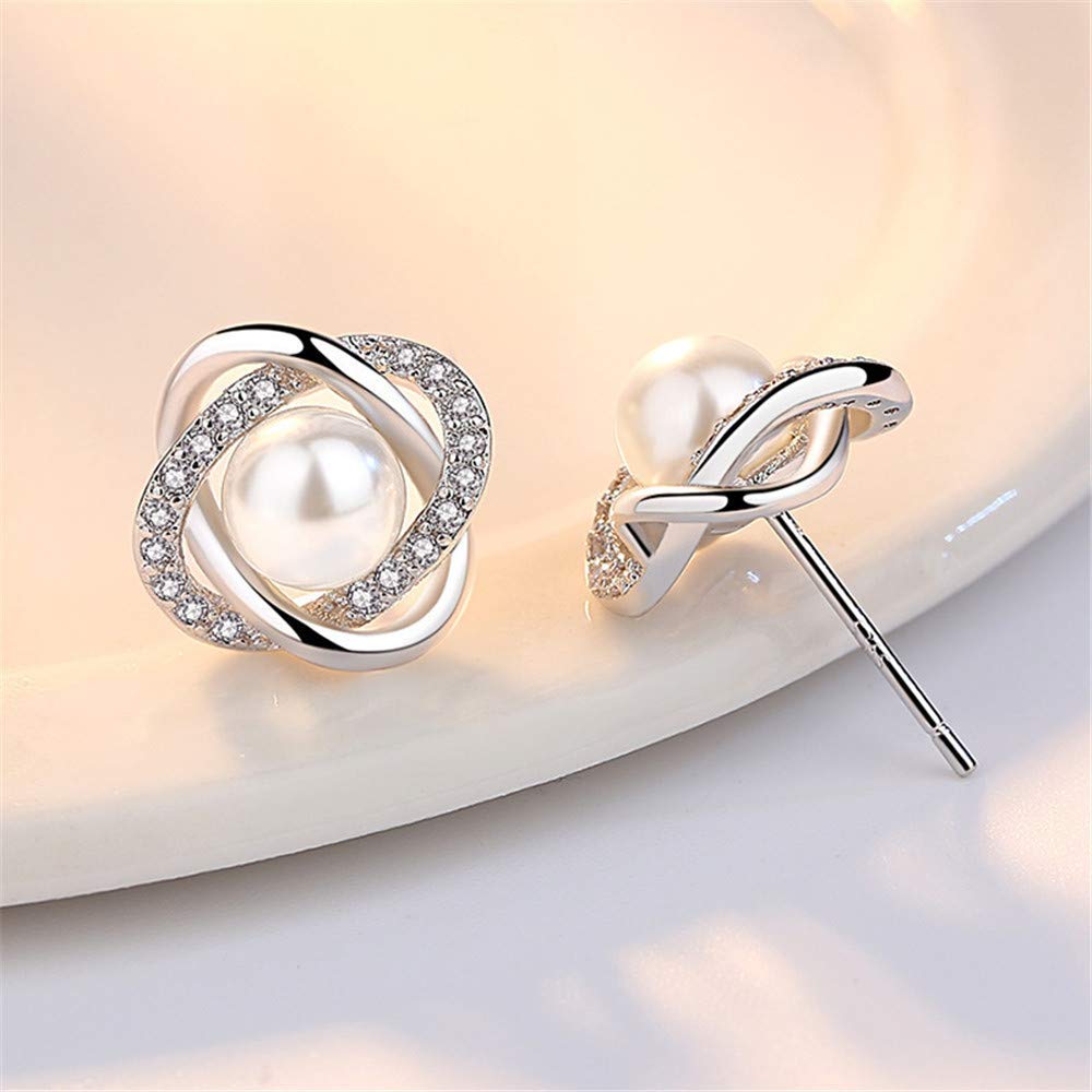 Zestaw eleganckich kolczyków Kolczyki damskie Biżuteria damska 925 Sterling Silver Seria pereł Kolczyki sztyfty z błyszczącym kryształem Rhinestone Kolczyki ślubne Biżuteria Akcesoria Prezent miłosny