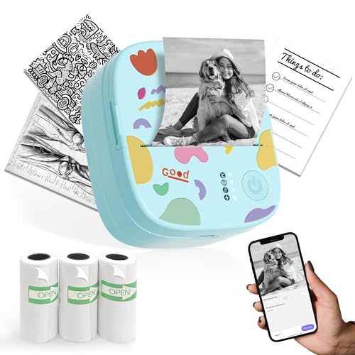 XenGro Mini Sticker Printer AHM2, Mini Thermal Printer with 3 Rolls...