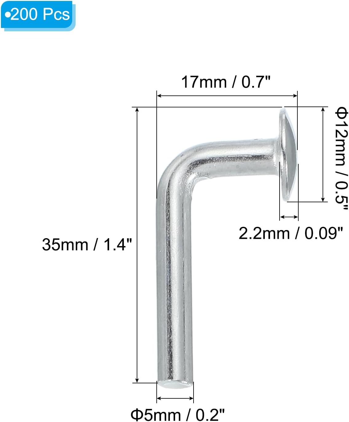 MECCANIXITY M5x48mm Universal Pallet Rack Safety Bolt, Pallet Rack Drop Pin, Round Head Pallet Rack Safety Bolts Accessory Shelving System for Warehouse Home DIY Shelving Silver Pack of 200