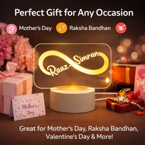 Image of Gifts for Couple Customised Name LED Lamp - Engraved Acrylic Romantic Night Light Personalised Gift for Men or Women, Anniversary, Birthday, Valentine's Day