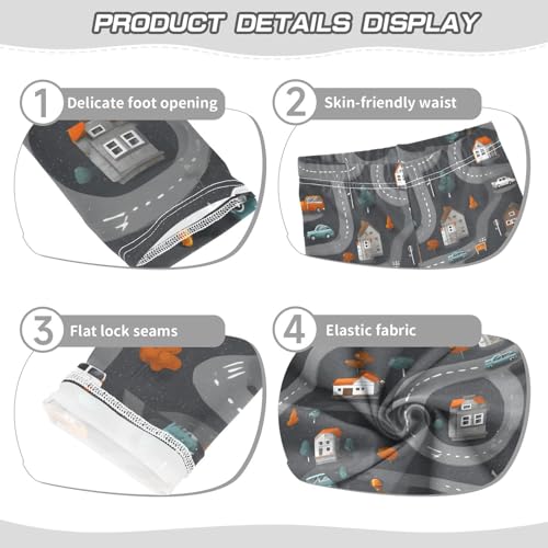 ALAZA Girls' Leggings Children's Yoga Pants Skinny Printed Dance Gray Truck Road Comfortable 4T2