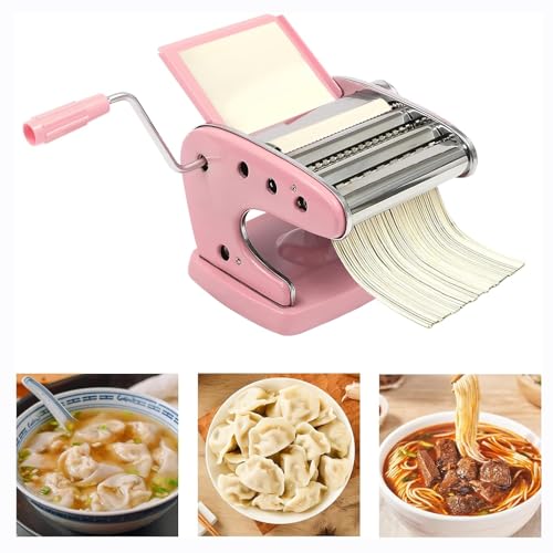 Maszyna do robienia czerwonego makaronu, stal nierdzewna, 6 regulowanych ustawień grubości, do pierogów lasagne spaghetti fettuccini, idealna do gotowania w domu i kuchni włoskiej