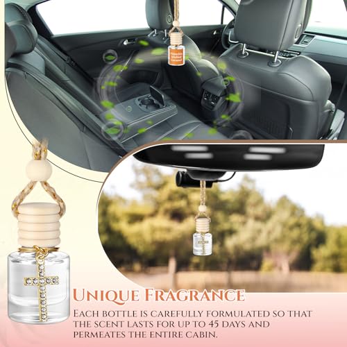 Image of 2 Pack Car Air Freshener Pistachio and Salted Caramel Hanging Essential Oil Diffuser Long Lasting Car Scent Automobile Aromatherapy with Rearview Mirror Accessories(Cross Pendant)