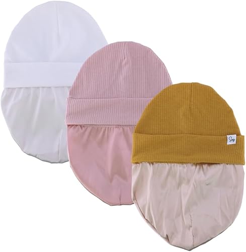 Miniatura 5 de Gorro de punto para recién nacido, para niños y niñas, con forro de satén sedoso, gorro para niños pequeños