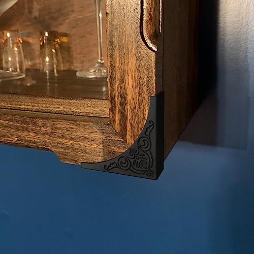 Image of Pack of 4 2.56 inch Antique Metal Corner Protectors Corner Guard Decorative Desk Box Corner Protector Desk Case Edge Cover Guard Furniture Corner (Black Printing)