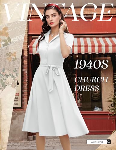 Image of Wedtrend Women's Vintage Tea Dress, Short Sleeve Cocktail Party Dress Work Church Casual Dress