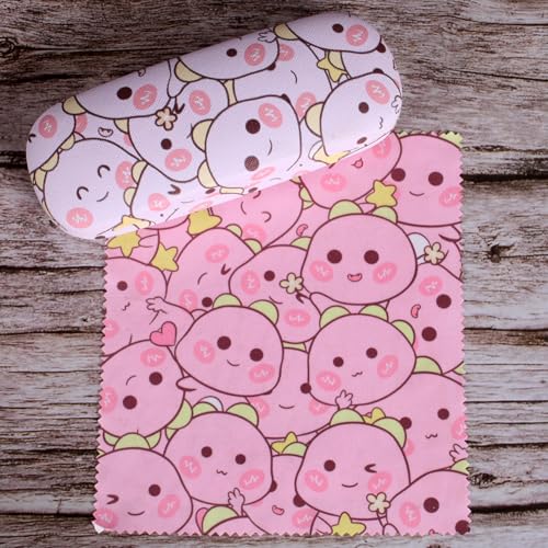Image of ADBGV Cute Stylish Hard Shell Eyeglasses Cases Protective Case Storage Box With Glasses Cloth Eyeglass Strap for Girl Teen