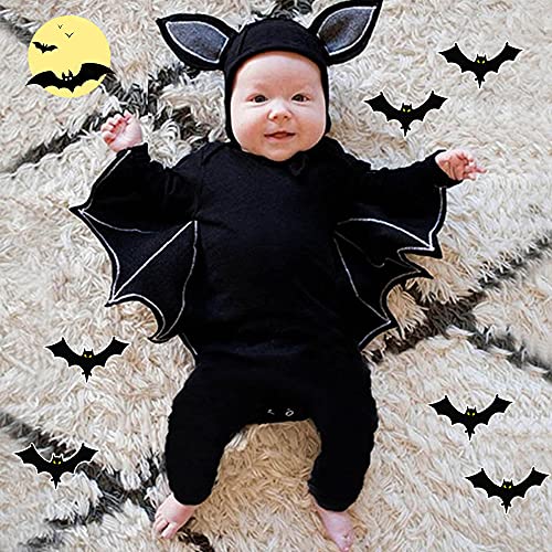 LNL Baby Halloween Kostüm Fledermaus mit Big Ear Hut Meine ersten Halloween Outfits Unisex Baby Strampler Set 3-24 Monate
