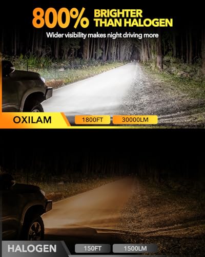 Image of OXILAM 9006 HB4 Fog Light Bulbs, 30000LM Super Bright 800% Brightness, 9006 6500K Cool White Bulbs, Plug-and-Play, Canbus Ready, Pack of 2