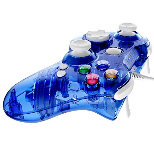 PAWHITS Wired Xbox 360 Controller with Cool LED, Compatible with Microsoft Xbox 360 & PC (Windows 11/10/8/7), Upgraded Joystick & Dual Vibration Gamepad Gaming Joypad (Blue)