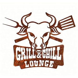 Rerum & Consilium Schild Grill&Chill Lounge in Edelrost-Optik I Made in Germany I 52 x 41 cm I 477 g I Stahl