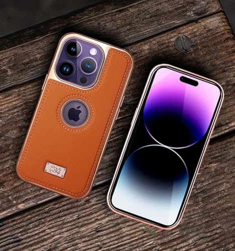 Image of BOUNCEBACK Faux Leather Electroplated Logo Cut Back Case /Cover for iPhone 16 Pro - Sierra Blue