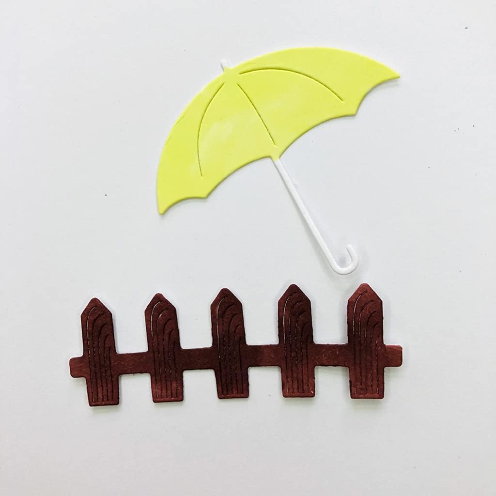 Silver Umbrella & Fence Metal Cutting Dies - Scrapbooking & Card Making Craft Dies