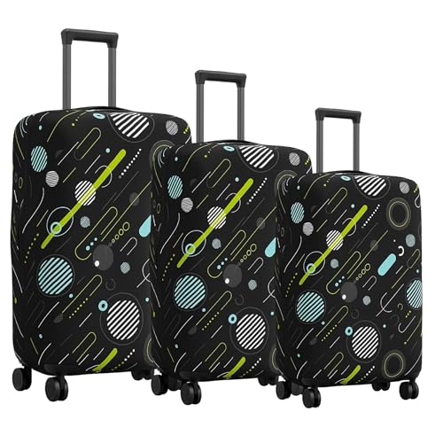 Image of Luggage Cover Trolley Covers for Suitcase Washable Dust Proof Anti-Scratch Protector Polyester Printed Stretchable Fabric (Fits Fiber /Plastic Trolley Bags Only) (Black, 20+24+28 Inch)