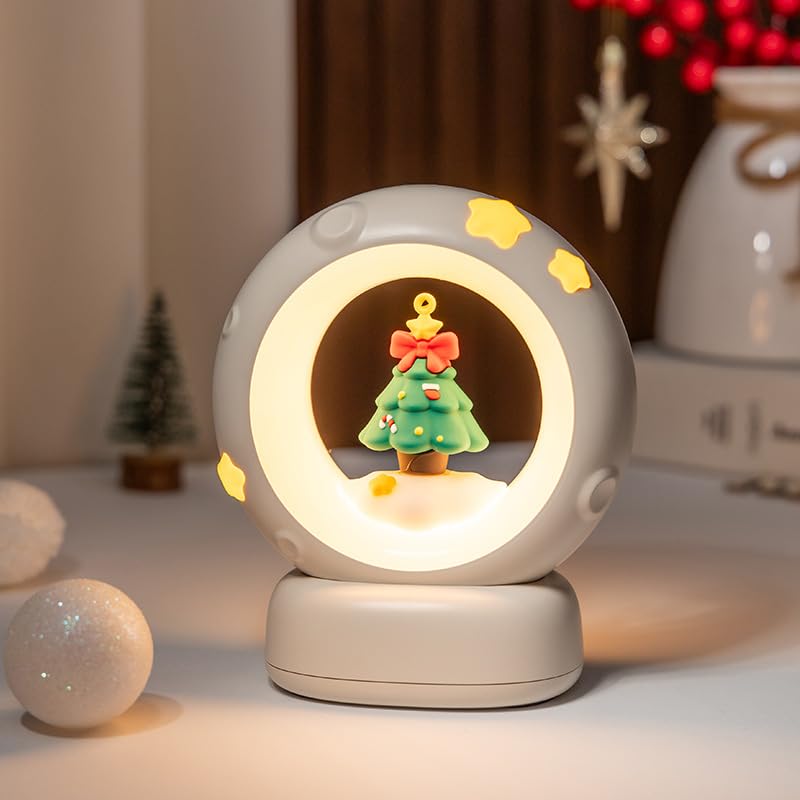 AVEKI Space Christmas Tree Night Light for Kids Baby Nursery Night Light Rechargeable Table Lamp with Touch Sensor