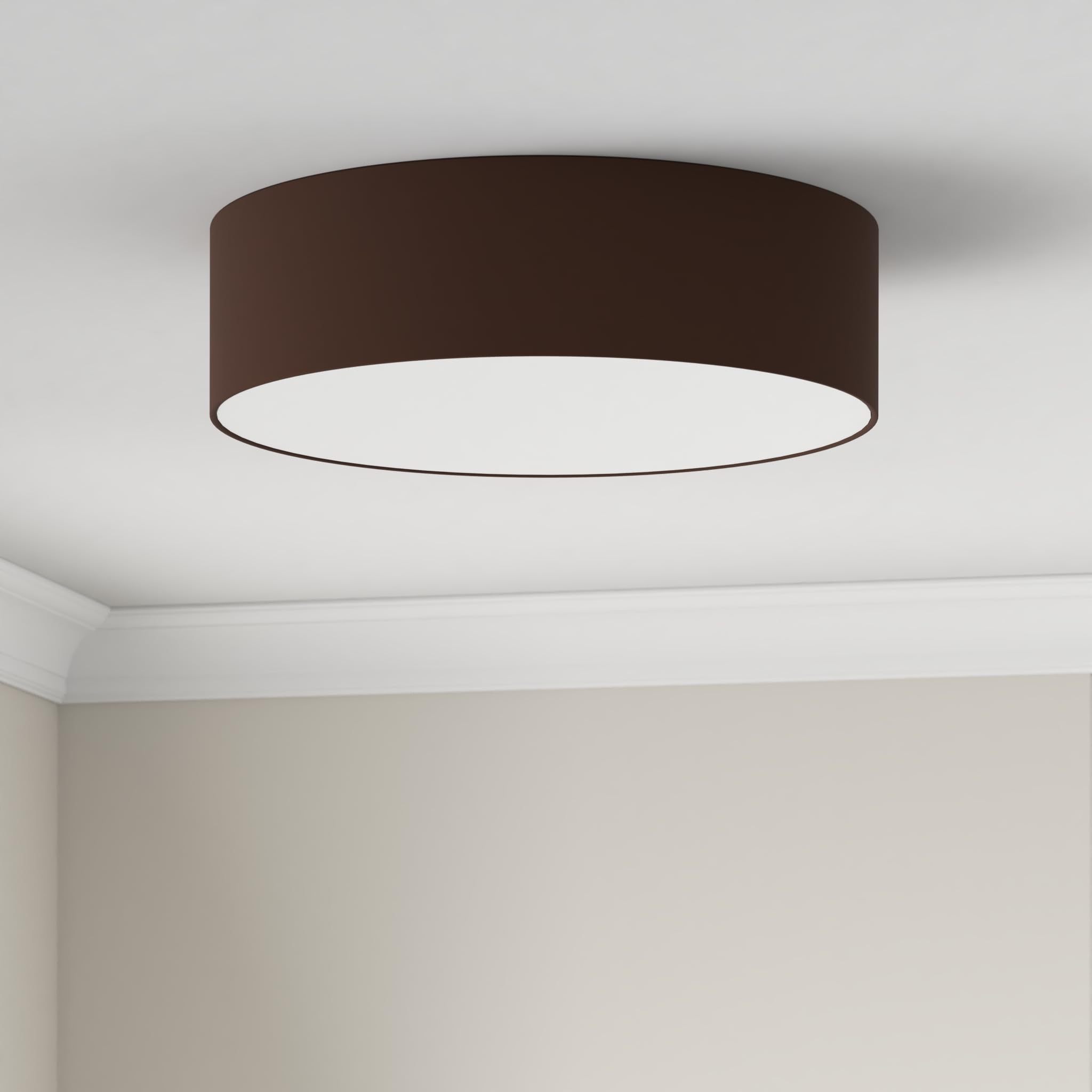 REV Lampada da soffitto - Lampada da soffitto rotonda 50 cm con paralume in tessuto in stile vintage - ideale per camera da letto e soggiorno, marrone