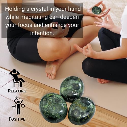 Image of Certified Kambaba Jasper Crystal Palm Pebbles Stones for Anxiety Stress Relief Massage - AAA Grade Original Healing Gemstone Agate Palm Stone for Yoga Meditation Spiritual Reiki Feng Shui