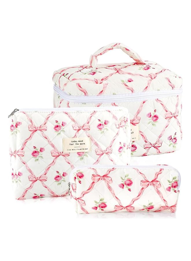 3 Piece Set Luxury Cotton Makeup Organizer Bag - Z30