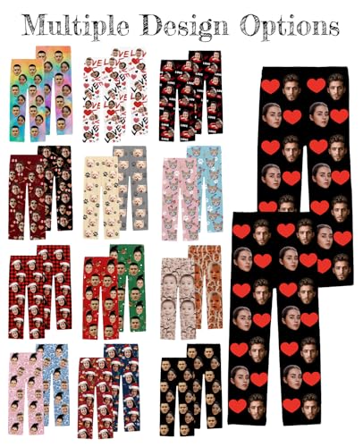 Personalized Men Women Face Pajama Pants Custom Face Photo Sleepwear Bottoms Customized Pj Pants Christmas Gifts for Couple2