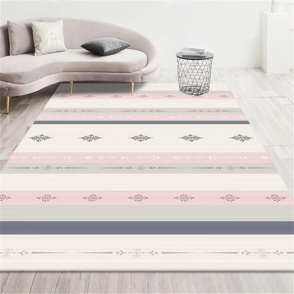 Tapis de sol durable rose et géométrique 100x200 cm haute résistance