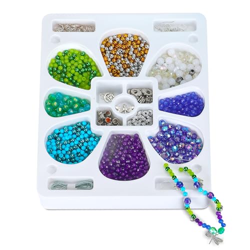 Image of FLO Toys Multicolor Beads Aqua Blue Theme Jewellery Making Kit for Girls & Women | DIY Beads Set with Charms, Thread, Hooks & Rings | Bracelet, Necklace, Earring & Craft Making Kit