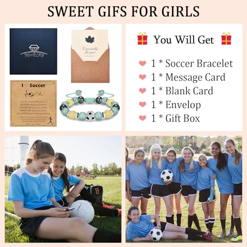 EPIRORA Soccer Charm Bracelet Gifts for Moms Girls, Soccer Fashion Accessories Adjustable Beaded Jewelry Bracelets for Her, Birthday/Christmas/Thanksgiving/Valentines Gifts4