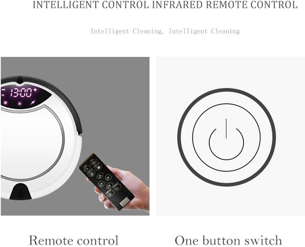 Robot Vacuum Cleaner Sweeping Robotic Robotic Vacuum, Intelligent Super-Thin Quiet Self-Charging for Pet Hairs Hard Floor Medium Carpet-Black (Color : White) (White)