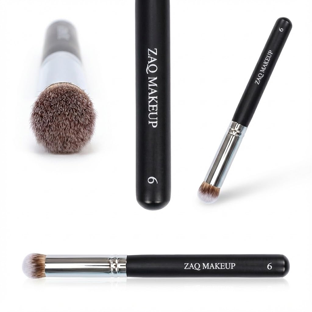 ZAQ Highlight Brush/Nose Shader, Mini Under Eye Concealer Brush for Blending Liquid Cream Flawless Powder Cosmetics Buffing Stippling Concealer