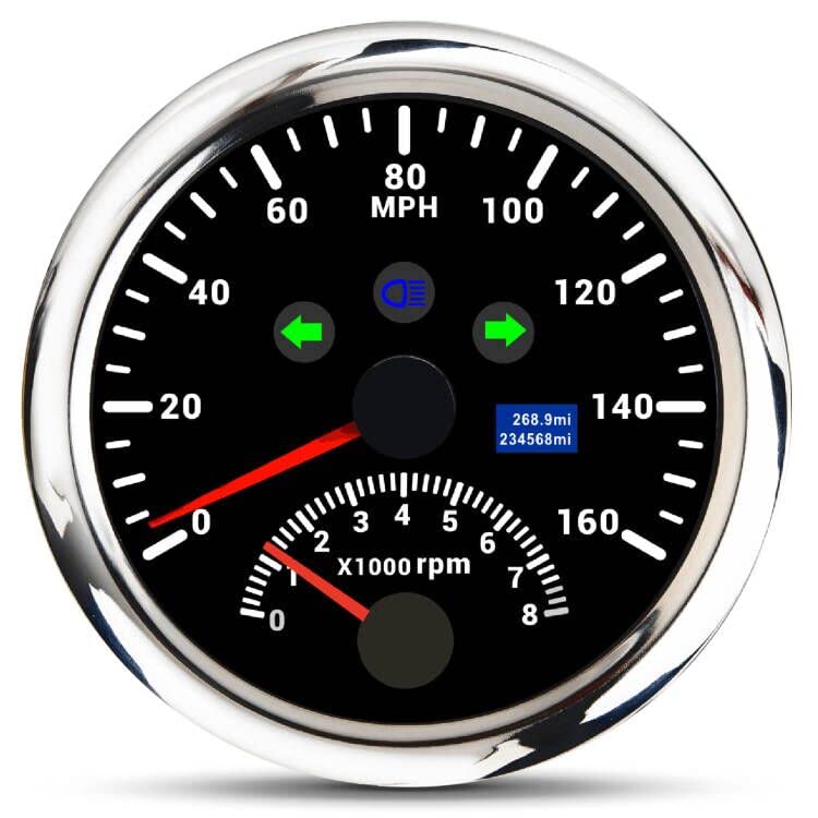 Image of ARTILAURA GPS Speedometer 0-160MPH with Tachometer 8000 RPM, 85mm 3 3 /8 inch Boat GPS Speedometer Car for AUTO Marine (Black)