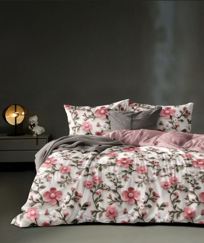 1 Reversible Comforter Super King size108 x 108 Both Side Same Print 1 Bedsheet King Size 108X108 inches with 2 Pillow Cover (Comforter with Bedsheet)-Multicolor-image-10