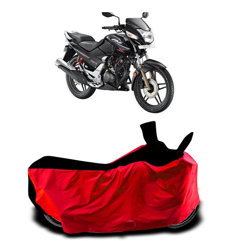 DUFFEL-Two Wheeler Bike Body Cover Compatible for Hero Cbz Bs6 Heat Protectio/UV-Rays/Birds Dropping/DustProof/Waterproof Indoor Outdoor and Parking Full Body Protection All Variants [Red & Black]