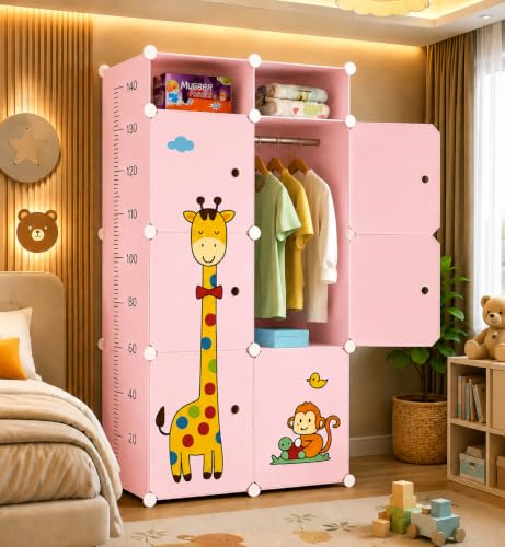 Image of Mevigo Plastic 6+2 Door Wardrobe for Kids and Baby-Cupboard for Clothes, Almirah for Clothes, Baby Collapsible Wardrobe, Multi-Purpose Kids Storage Rack for Home Books,Toy,Living Room -Pink- S4