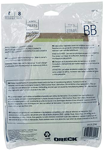 Image of Oreck Vacuum Cleaner Bags for Buster B Canister Vacs, Pack of 8, Green