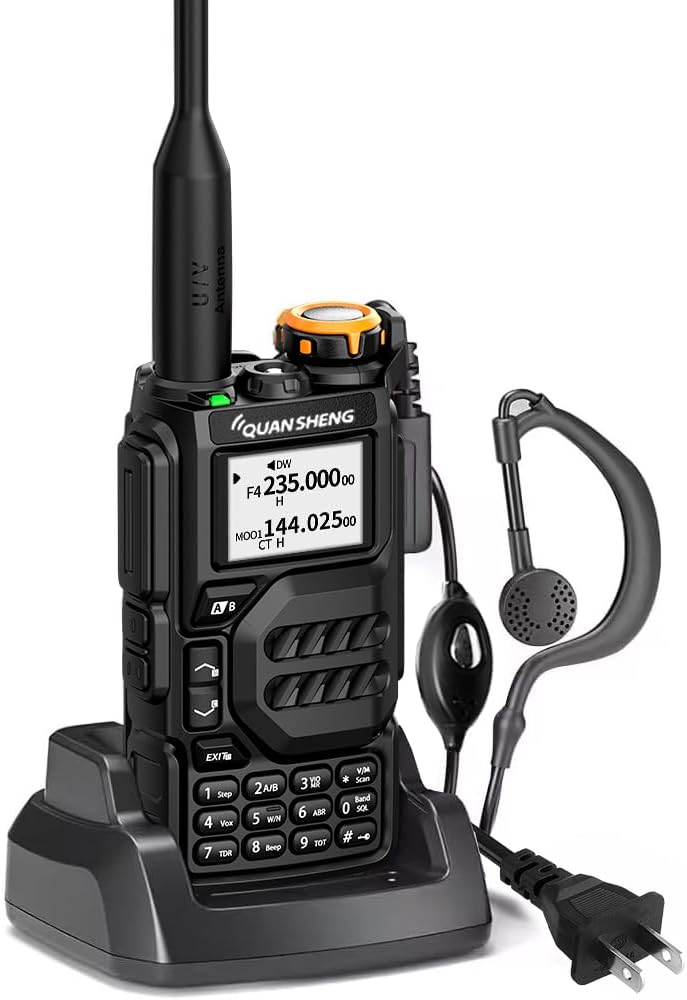 UV-K5 Ham Radio Handheld, 5W Dual Band Two Way Radio for Adults, Air Band Receive (AM/FM), NOAA Weather Alert, USB Type-C Rechargeable Walkie Talkies Long Range Survival Gear, Black